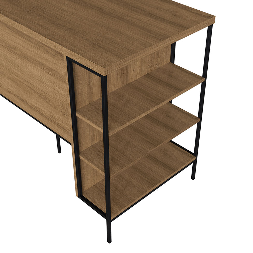 Bancada Mesa Gourmet Industrial Preto e Mel 2 Portas - Imagem 4