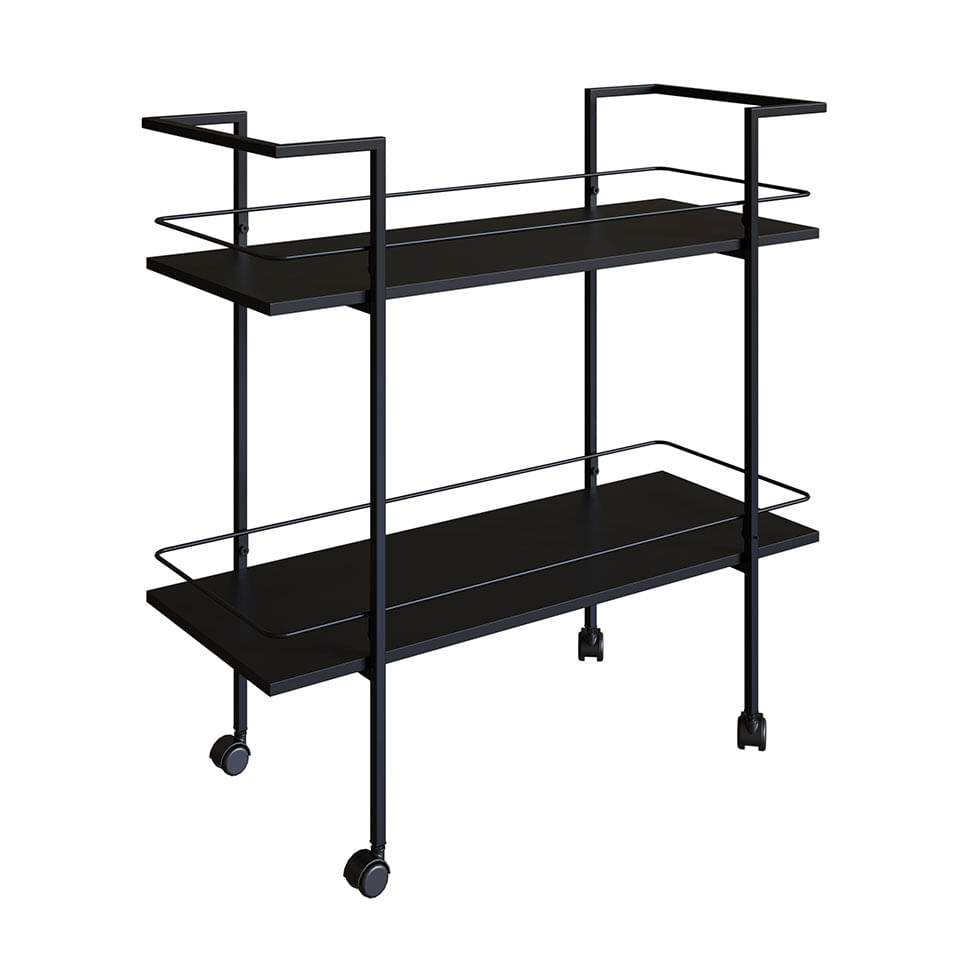 Carrinho Bar Industrial 2 Prateleiras Preto