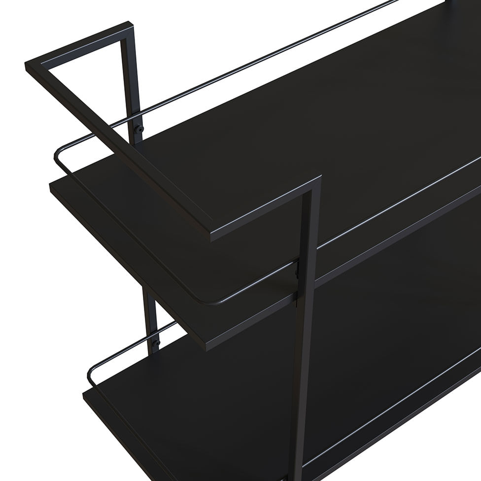 Carrinho Bar Industrial 2 Prateleiras Preto - Imagem 2