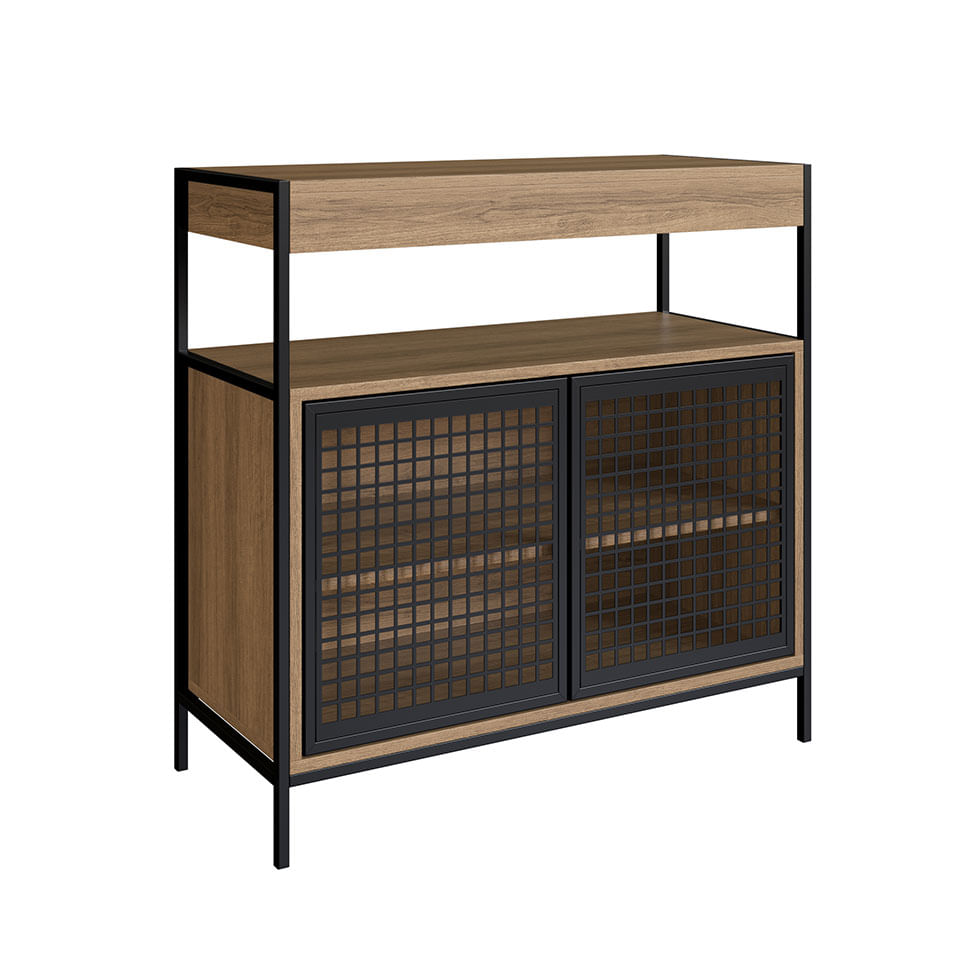 Gabinete Industrial para Banheiro Preto e Mel com 2 Portas sem Cuba