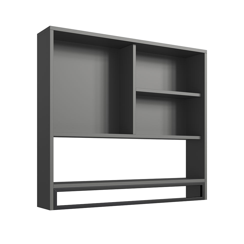 Armário Espelheira Industrial para Banheiro Preto e Grafite com Toalheiro - Imagem 2