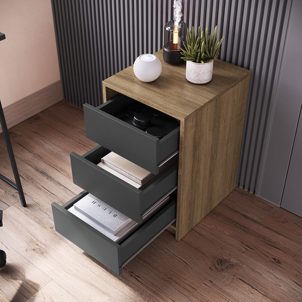 Gaveteiro para Escritório 3 Gavetas Mel - Imagem 3