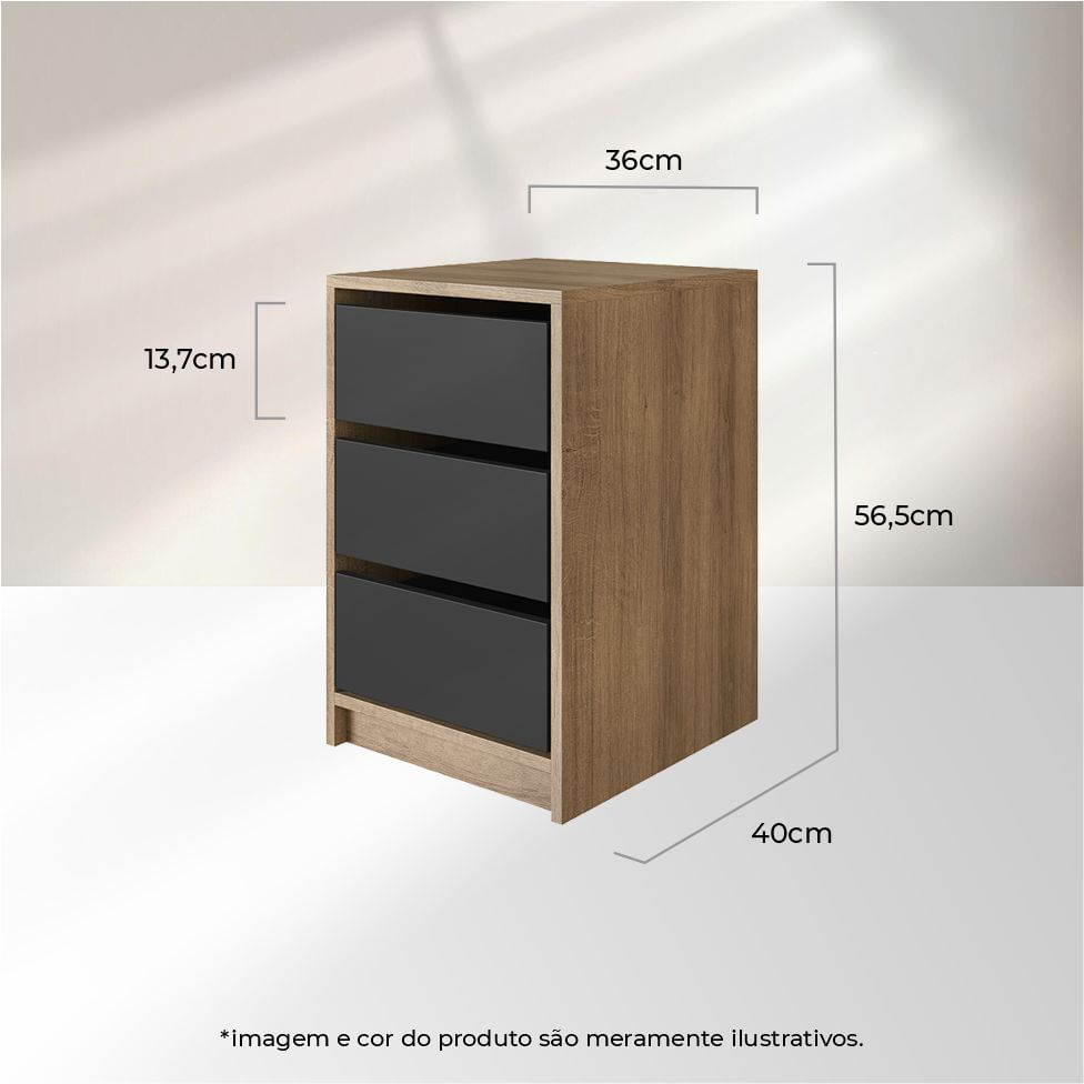 Gaveteiro para Escritório 3 Gavetas Mel - Imagem 5