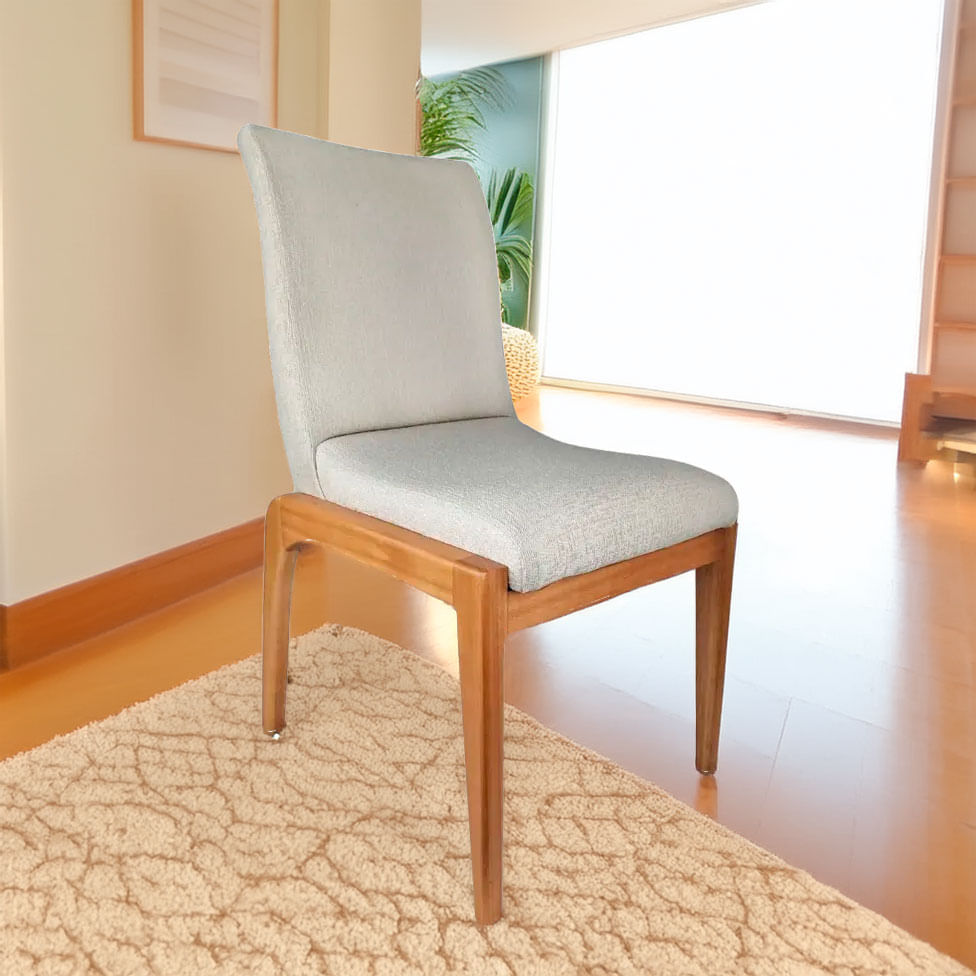 Cadeira Delta em Linhão Cinza e Base Castanho - Imagem 3