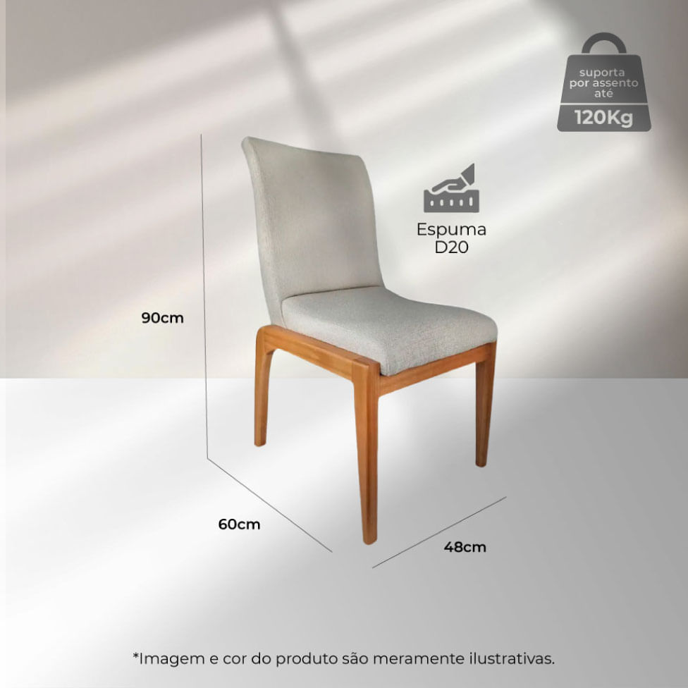 Cadeira Delta em Linhão Cinza e Base Castanho - Imagem 4