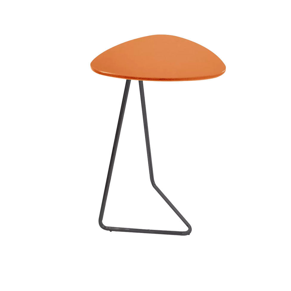 Mesa Lateral Folha Terracota Base Preta