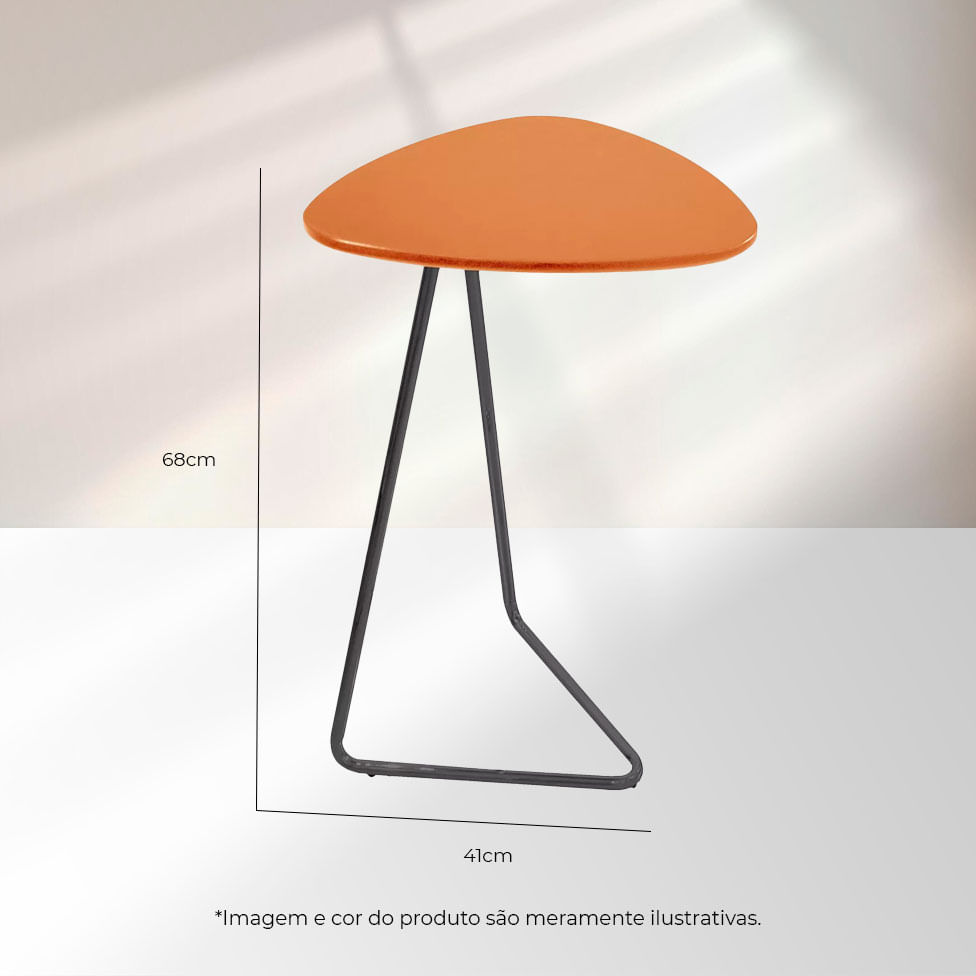 Mesa Lateral Folha Terracota Base Preta - Imagem 3