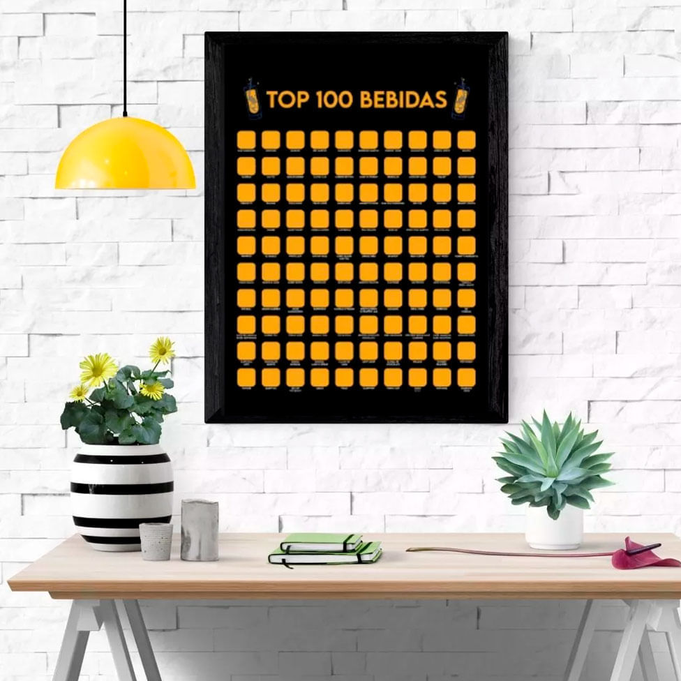 Quadro Raspadinha Top 100 Bebidas Cozinha Bar Varanda 70x50