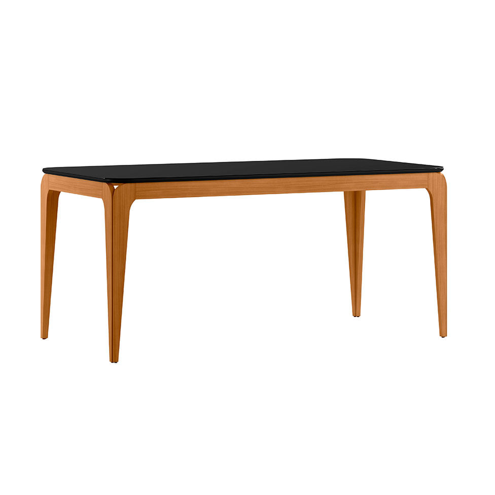 Mesa de Jantar Aurea Preto e Ype com Vidro no Tampo 1,60m