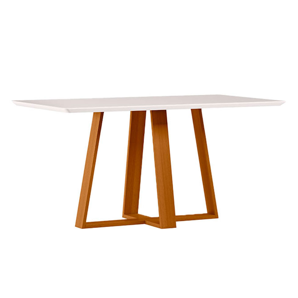 Mesa de Jantar Lectus Off White e Ype com Vidro no Tampo 1,70m