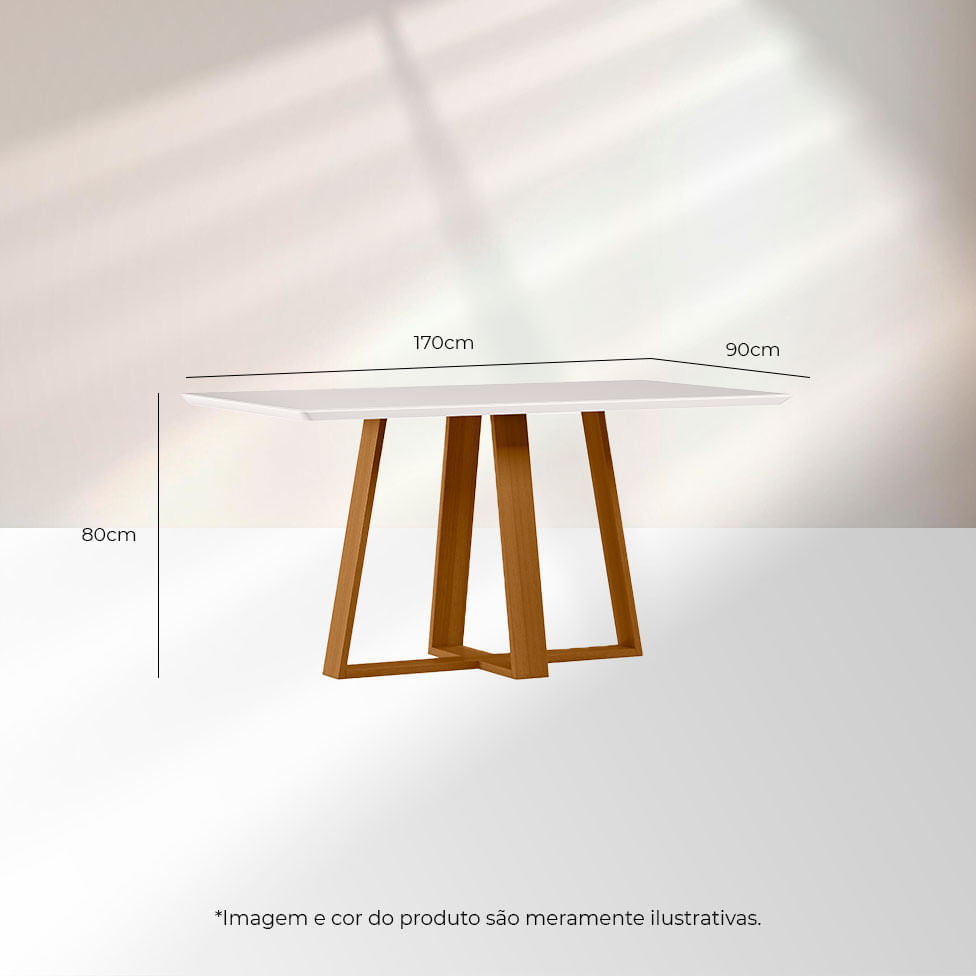 Mesa de Jantar Lectus Off White e Ype com Vidro no Tampo 1,70m - Imagem 3
