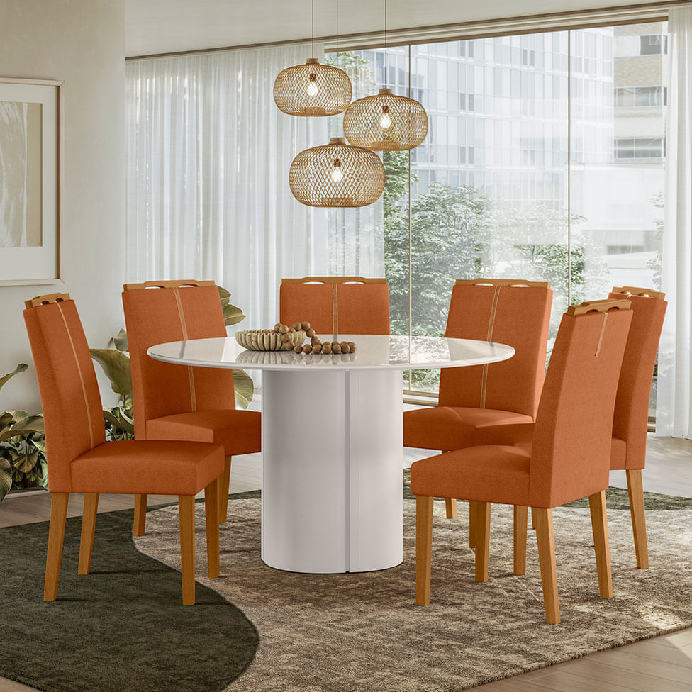Mesa de Jantar Serena Redonda Off White 1,35m - Imagem 2