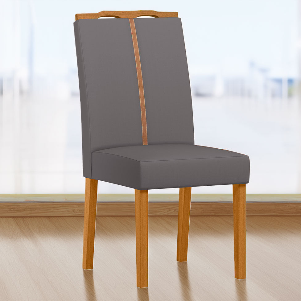 Cadeira Serena em Veludo Cinza com Base Ype - Imagem 2