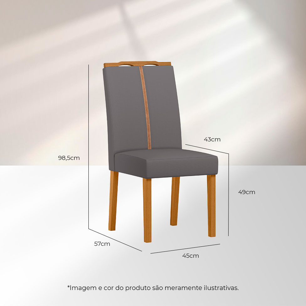 Cadeira Serena em Veludo Cinza com Base Ype - Imagem 3