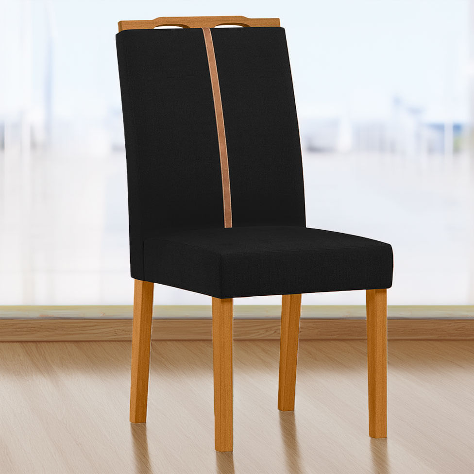 Cadeira Serena em Veludo Preto com Base Ype - Imagem 2