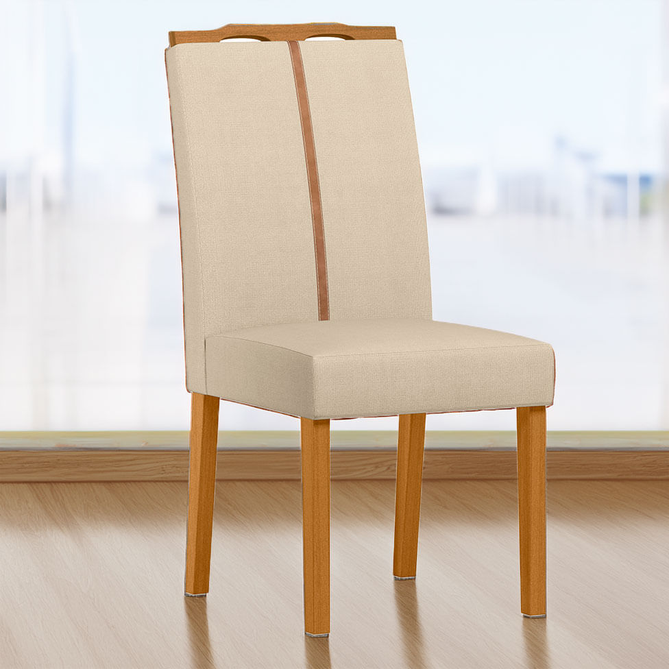 Cadeira Serena em Linho Palha com Base Ype - Imagem 2