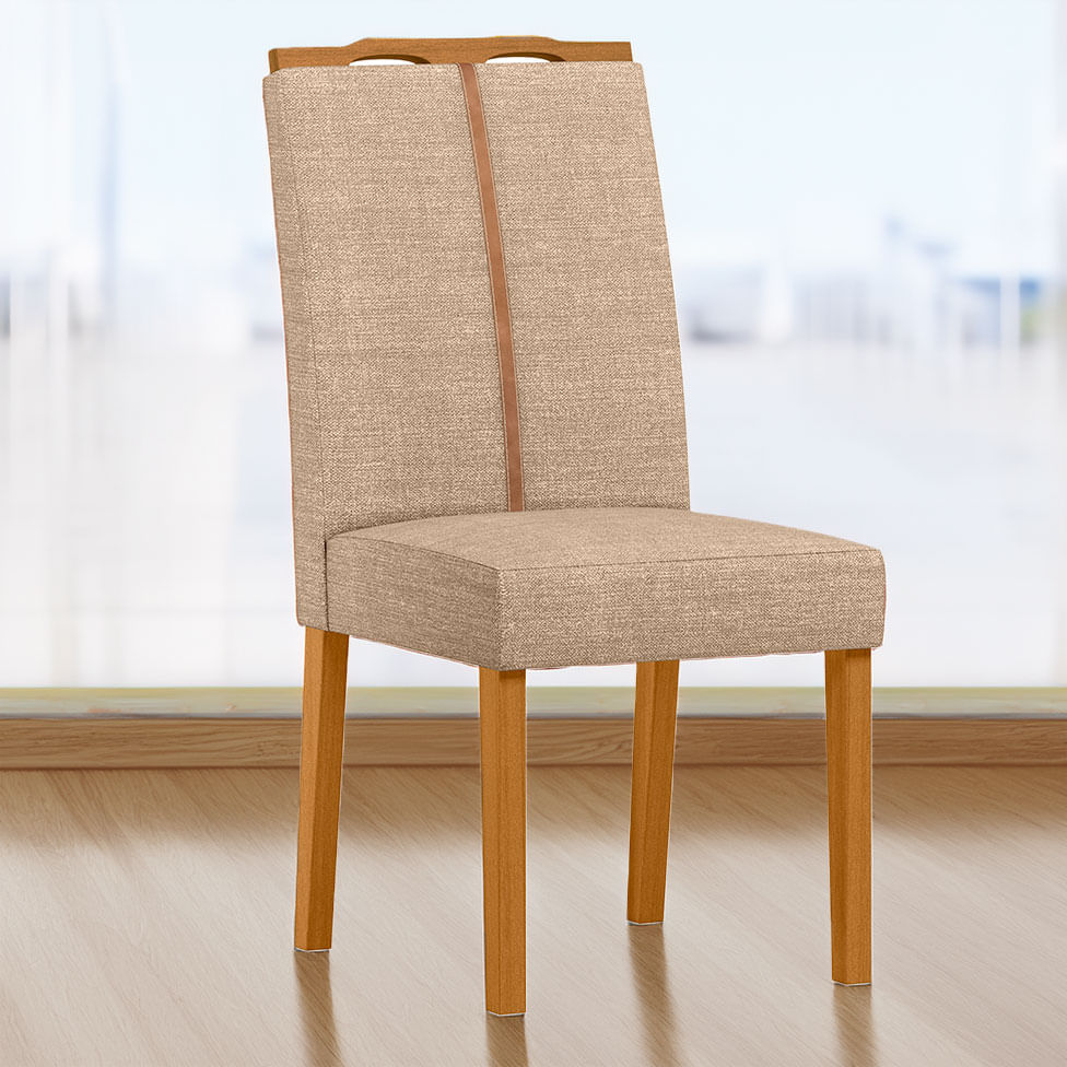 Cadeira Serena em Linho Areia com Base Ype - Imagem 2