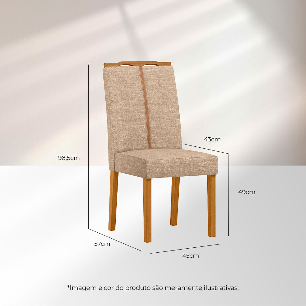 Cadeira Serena em Linho Areia com Base Ype - Imagem 3