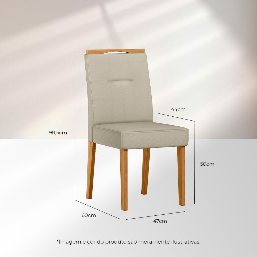Cadeira Lectus em Veludo Bege com Base Ype - Imagem 3