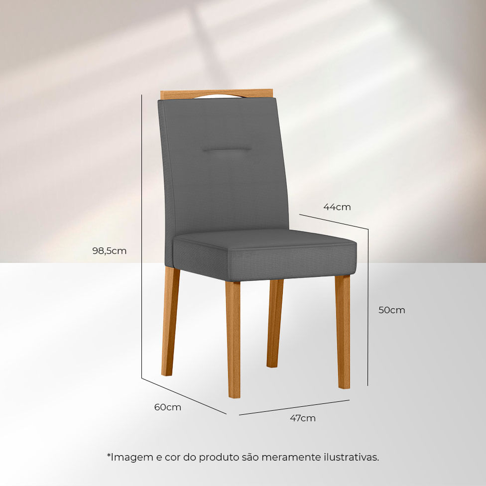 Cadeira Lectus em Veludo Cinza com Base Ype - Imagem 3