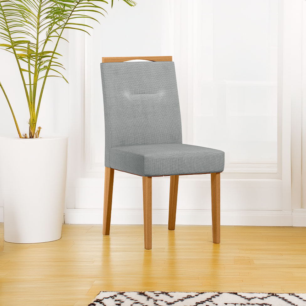 Cadeira Lectus em Linho Cinza com Base Ype - Imagem 2