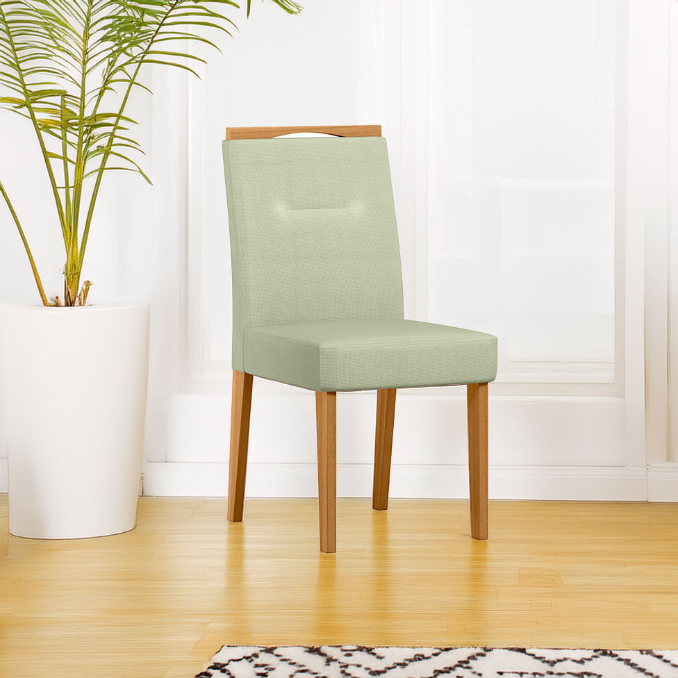 Cadeira Lectus em Linho Palha com Base Ype - Imagem 2