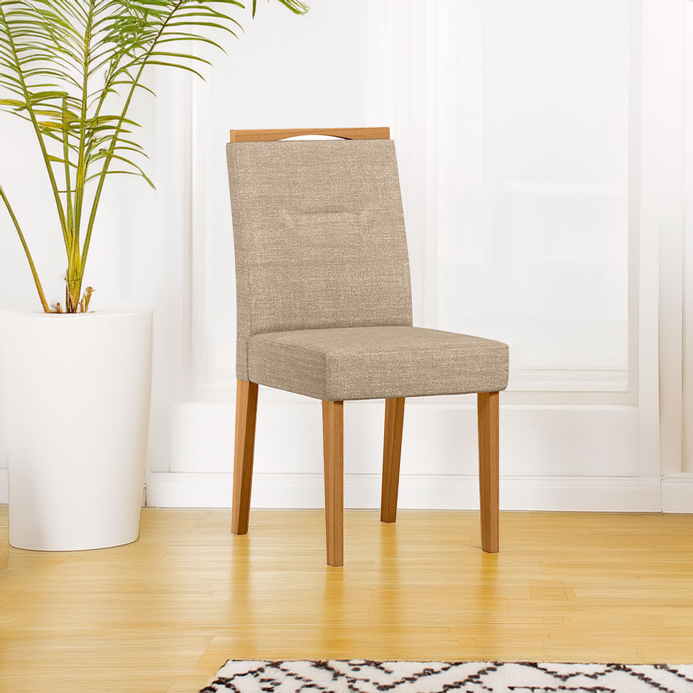 Cadeira Lectus em Linho Areia com Base Ype - Imagem 2