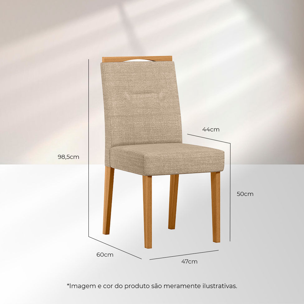 Cadeira Lectus em Linho Areia com Base Ype - Imagem 3