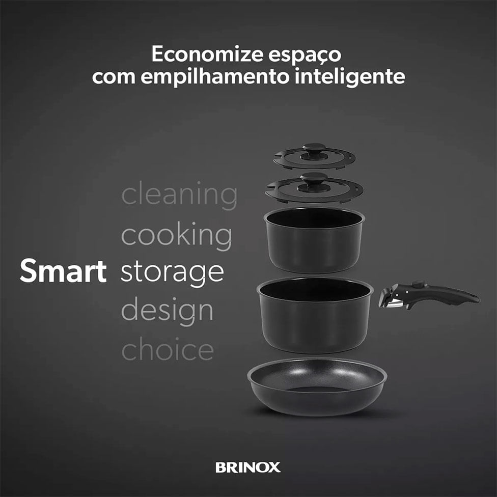 Jogo de Panelas Ceramic Life 10 Peças Cor Preto - Imagem 2