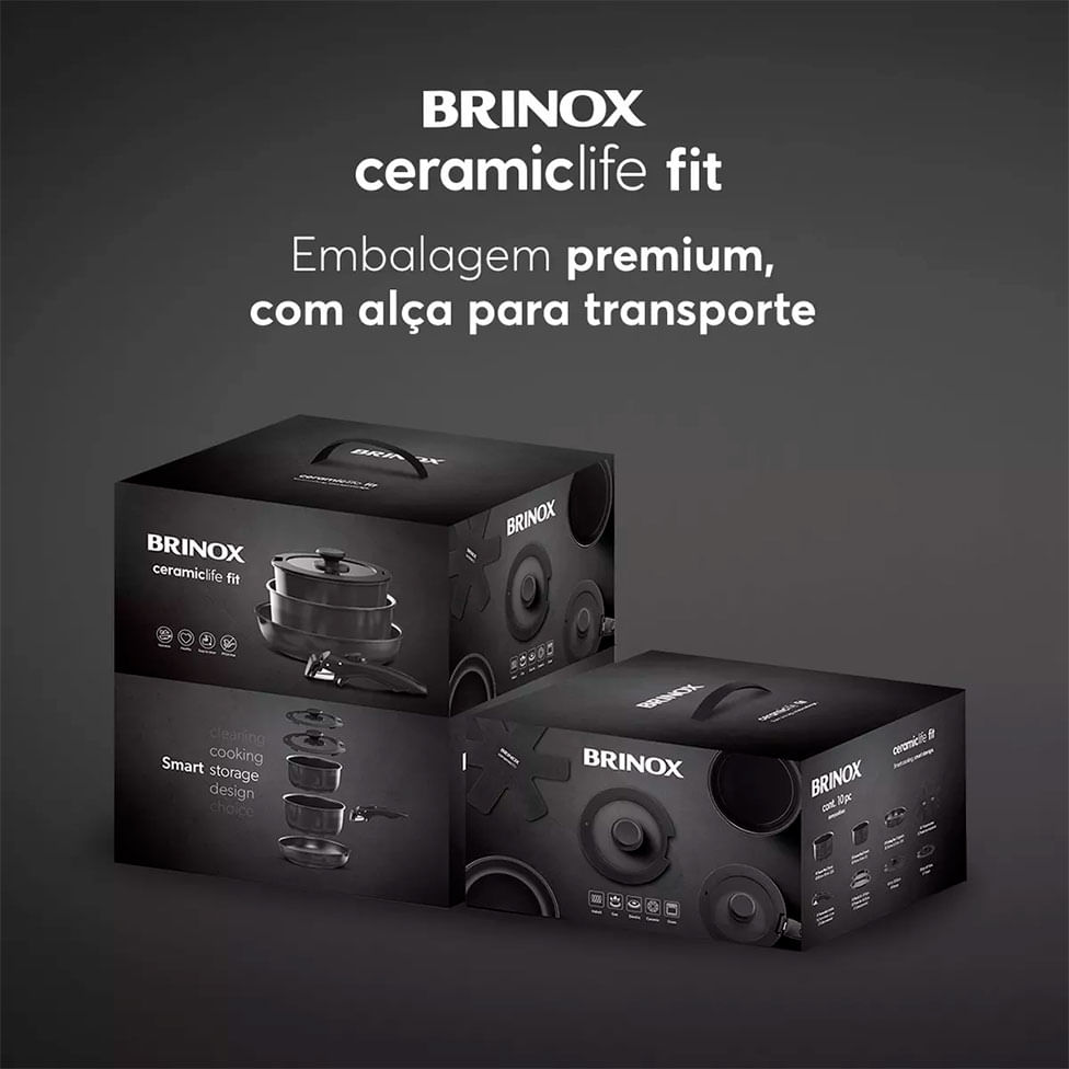 Jogo de Panelas Ceramic Life 10 Peças Cor Preto - Imagem 4