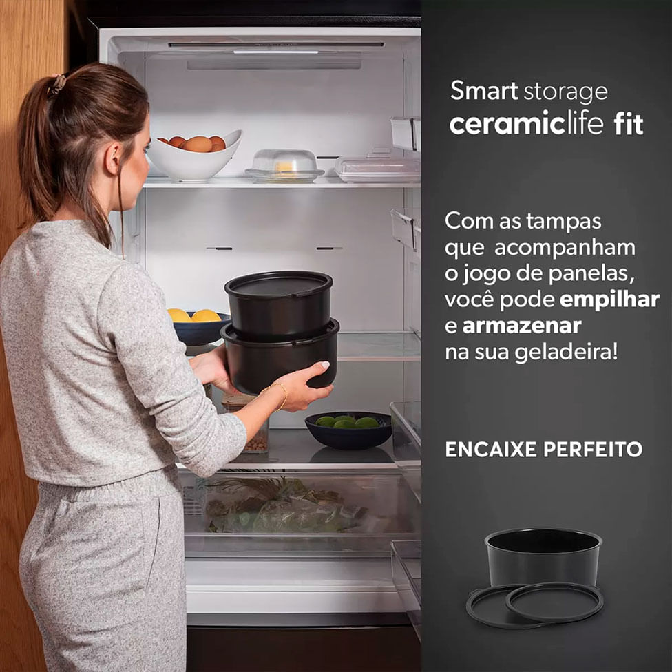Jogo de Panelas Ceramic Life 10 Peças Cor Preto - Imagem 6