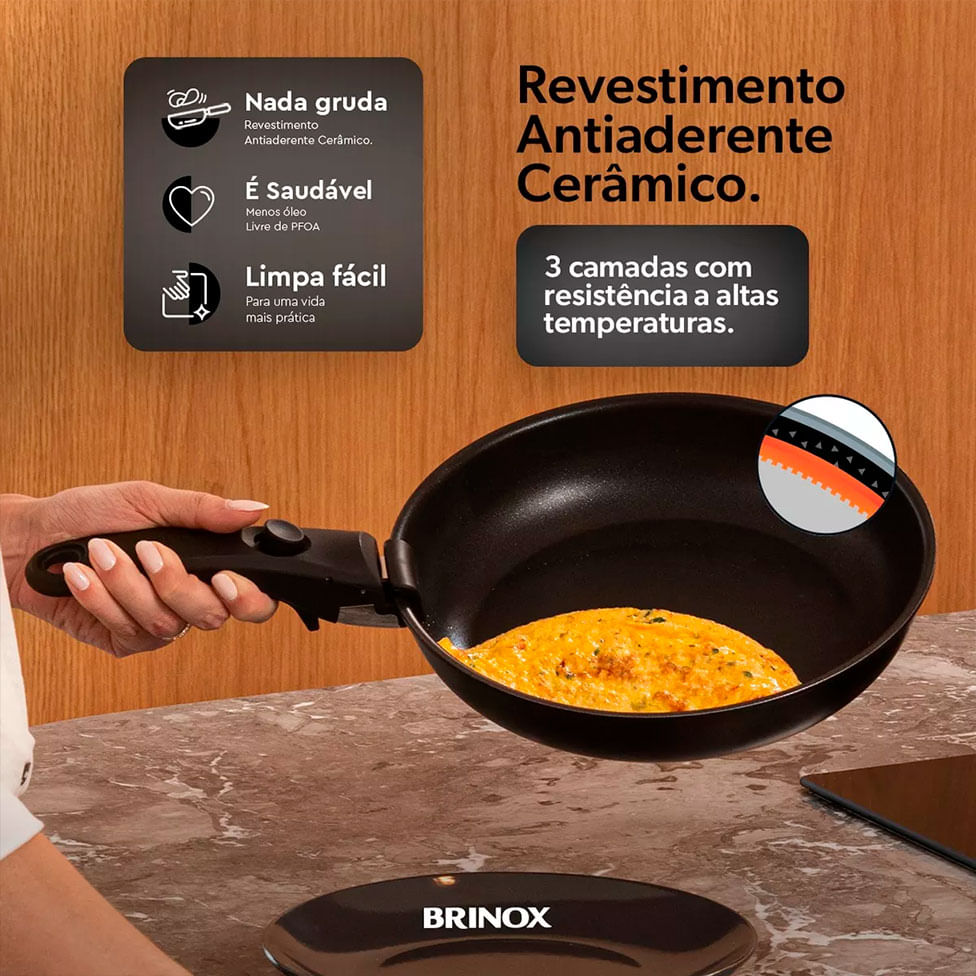 Jogo de Panelas Ceramic Life 10 Peças Cor Preto - Imagem 8