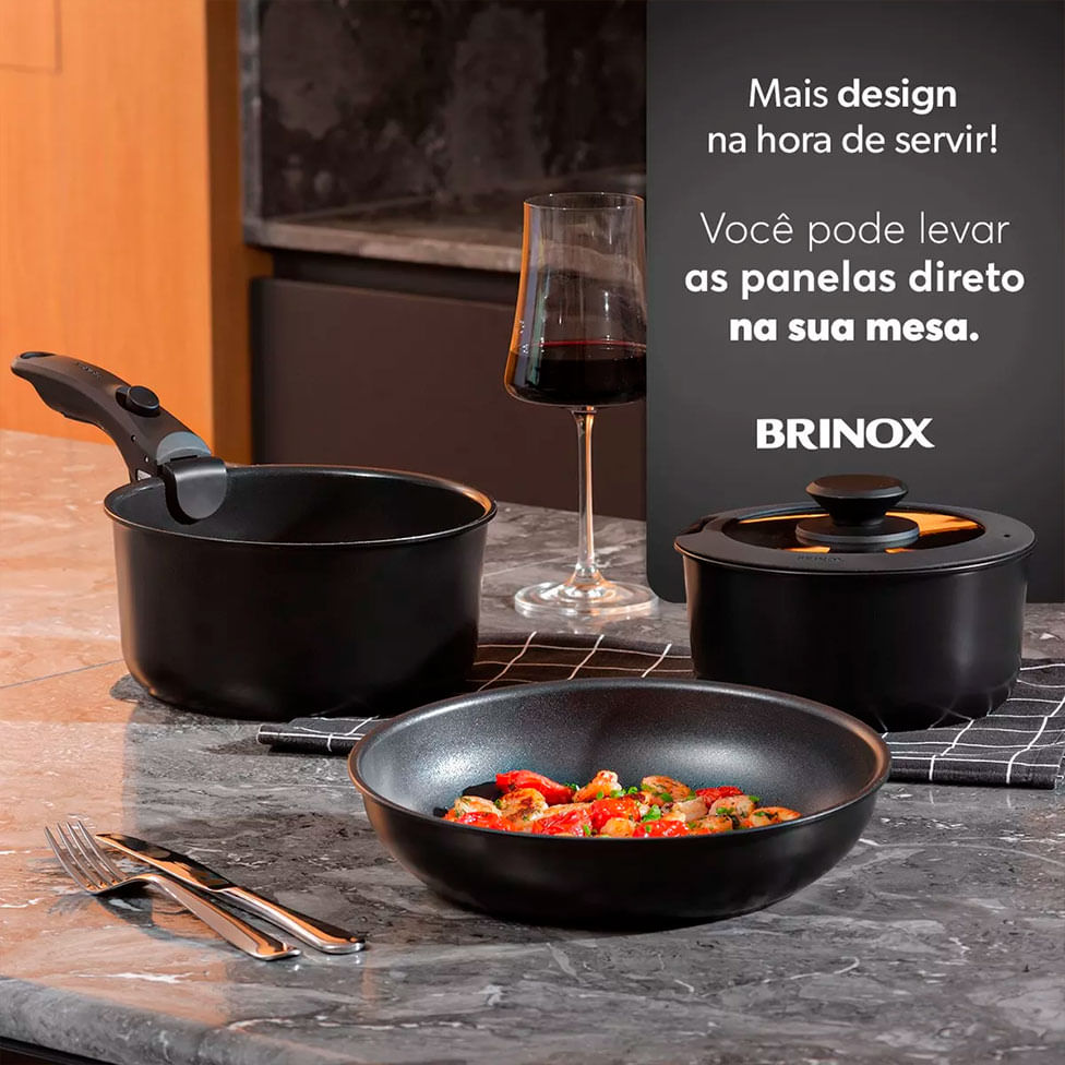 Jogo de Panelas Ceramic Life 10 Peças Cor Preto - Imagem 9