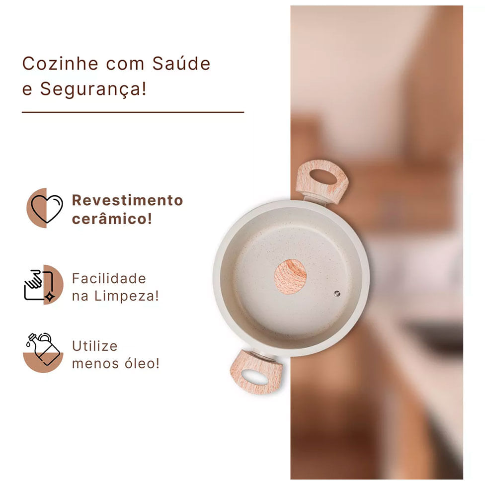 Jogo de Panelas Brinox Ceramic Life Sirius 6 Peças Vanilla - Imagem 6