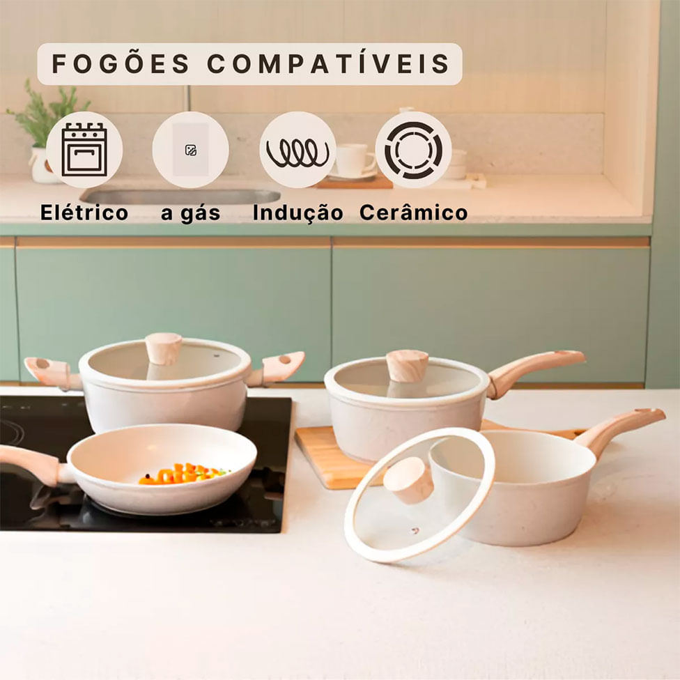Jogo de Panelas Brinox Ceramic Life Sirius 6 Peças Vanilla - Imagem 7