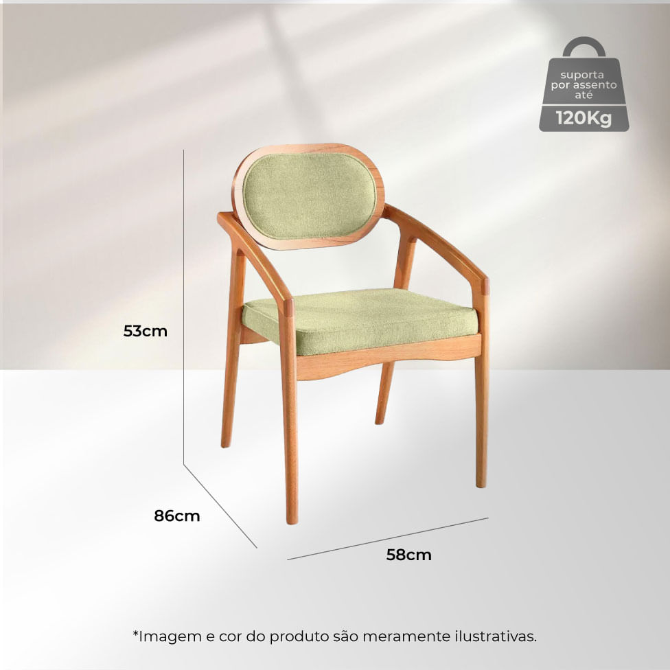 Cadeira Maya com Braço Bege e Cinamomo - Imagem 5