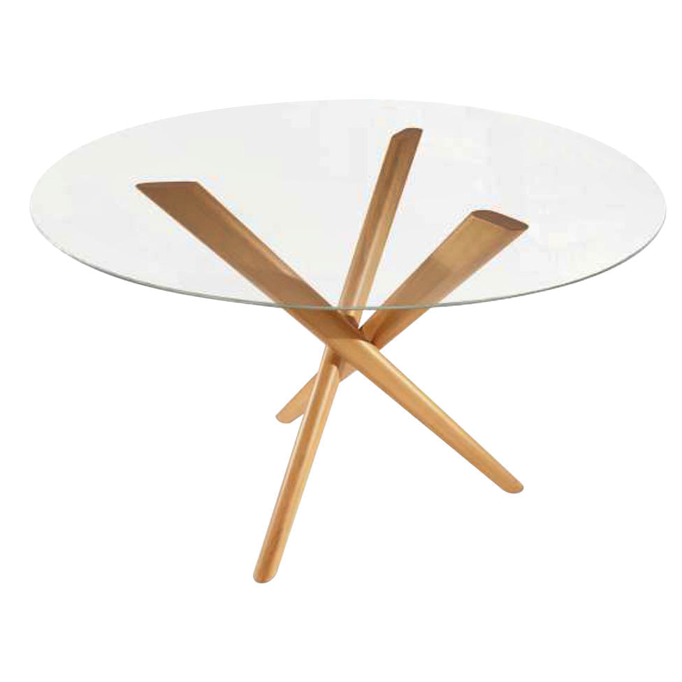 Mesa de Jantar Verso Redonda Cinamomo Tampo de Vidro 1,10m
