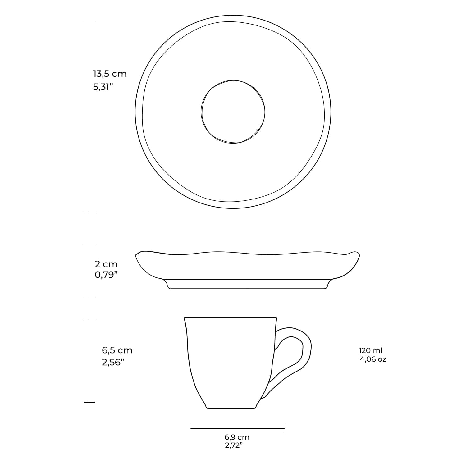 Conjunto com 6 Xícaras De Café com 6 Pires Bio Wave - Imagem 7