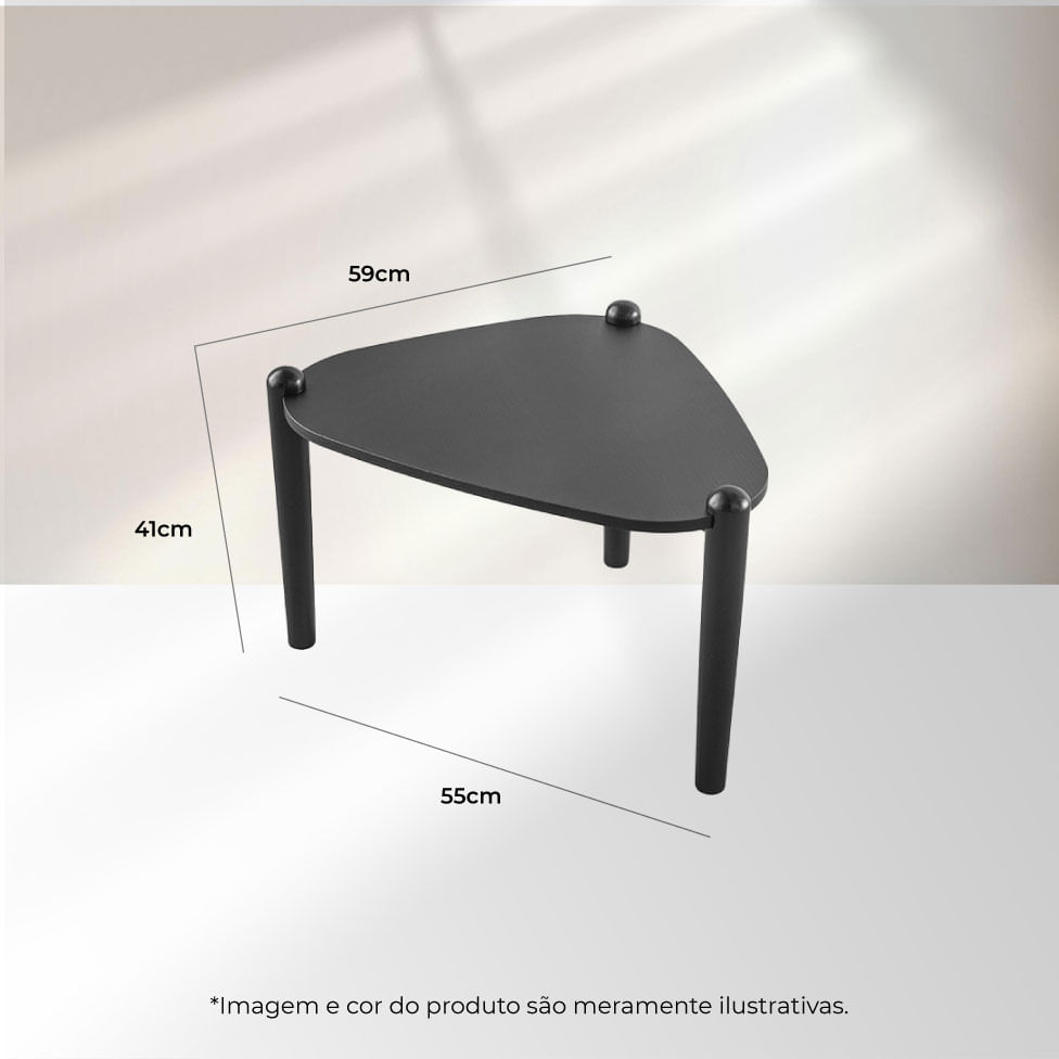 Mesa de Centro Triangular Orgânica Nero e Preta 55x59cm - Imagem 5