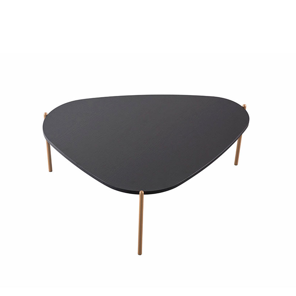 Mesa de Centro Triangular Orgânica Pé em Aço Nero e Dourada 77x70cm - Imagem 2