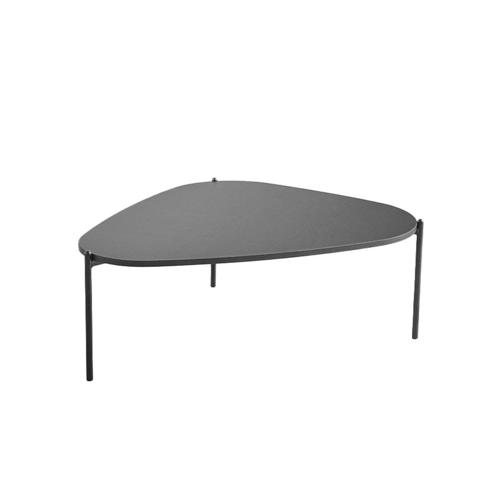 Mesa de Centro Triangular Orgânica Pé em Aço Nero e Preta 77x70cm