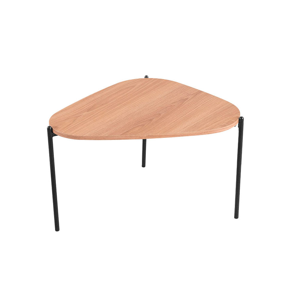 Mesa de Centro Triangular Orgânica Pé em Aço Hanover e Preta 59x55cm