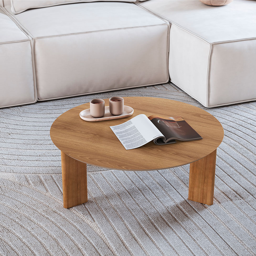 Mesa de Centro Redonda Orgânica Chanfrada Hanover 80cm - Imagem 4