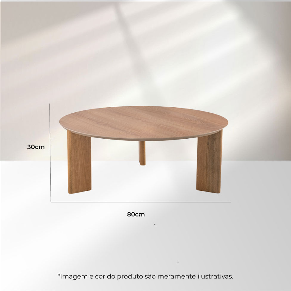 Mesa de Centro Redonda Orgânica Chanfrada Hanover 80cm - Imagem 5