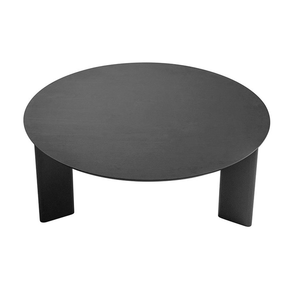 Mesa de Centro Redonda Orgânica Chanfrada Nero e Preta 80cm - Imagem 2