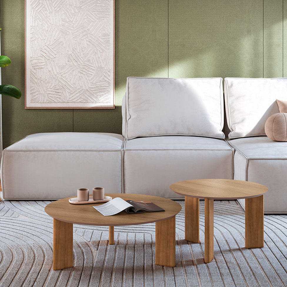 Mesa de Centro Redonda Orgânica Chanfrada Hanover 60cm - Imagem 3