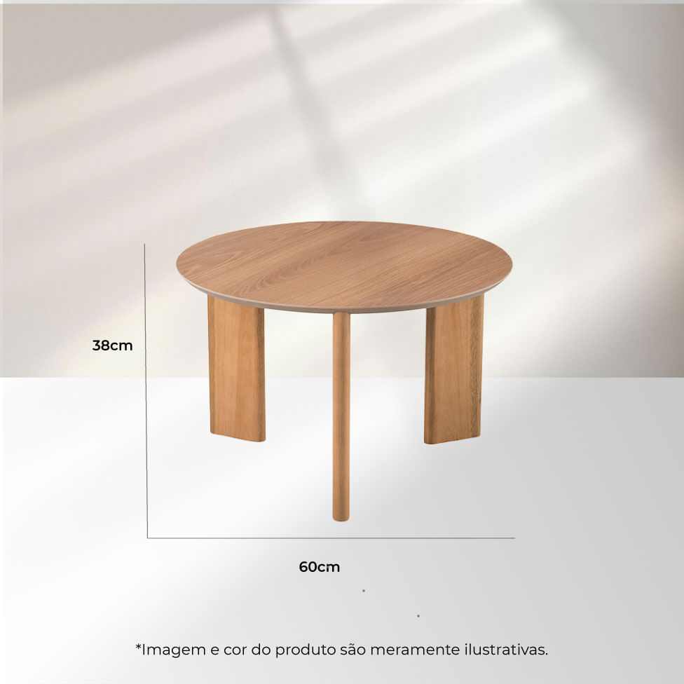 Mesa de Centro Redonda Orgânica Chanfrada Hanover 60cm - Imagem 5