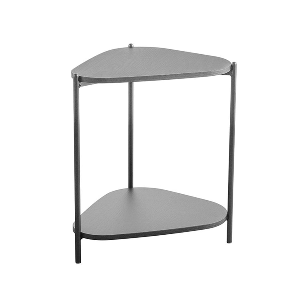 Mesa Lateral Redonda Orgânica Prateleira Pé em Aço Nero e Preto - Imagem 2