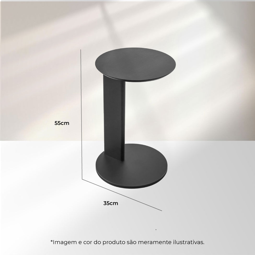 Mesa Lateral Orgânica Chanfrada Nero e Preta - Imagem 5