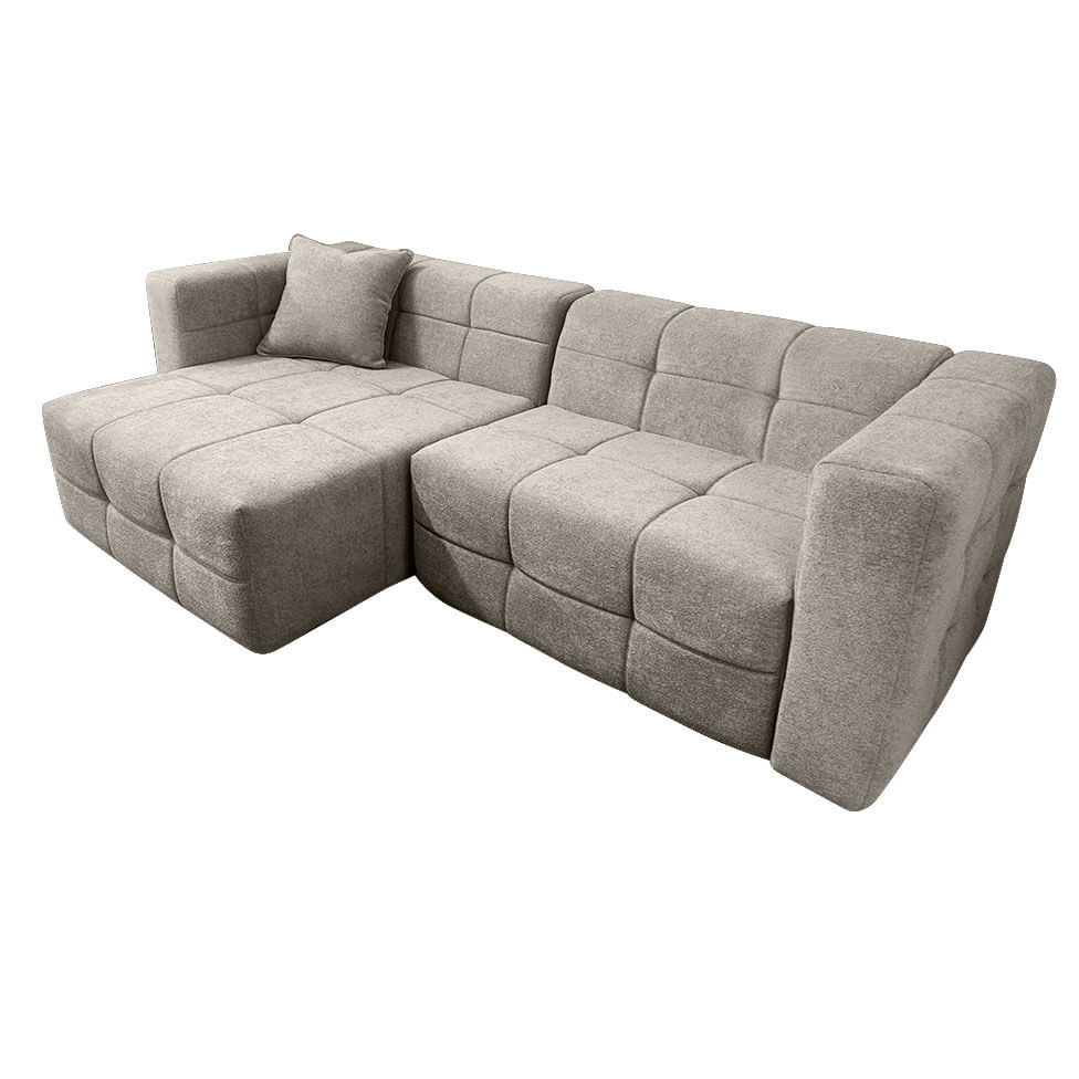 Sofá Colorado Living com Chaise Esquerdo em Boucle Cinza 2,44m
